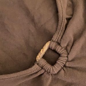 Brown short sleeve cinched side top